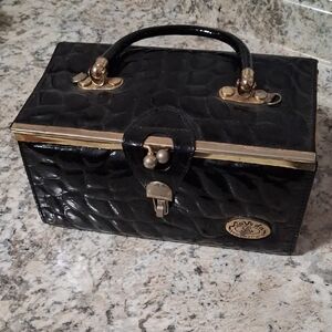 LaVeda New York Paris Glossy Black Bag with Gold Accent